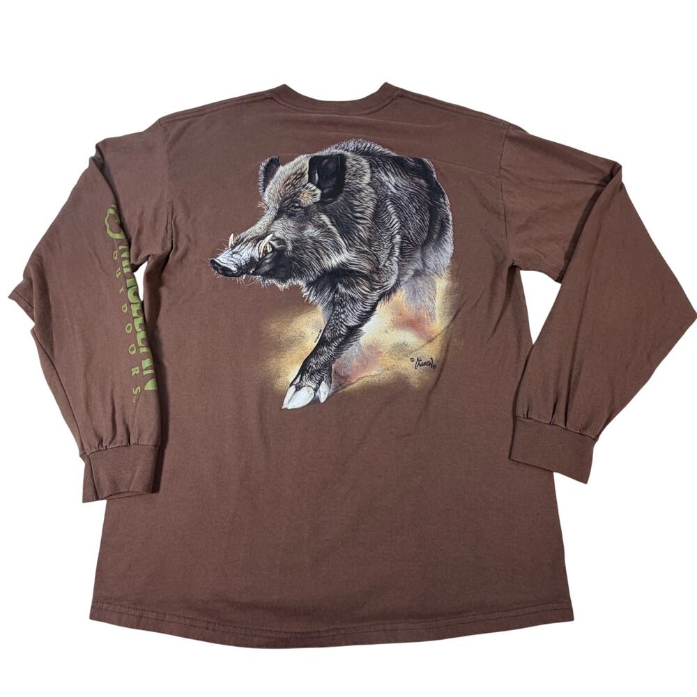 Aftco x Al Agnew Magellan Wild Boar Javelina Long Sleeve T-shirt Brown Men Sz Lg